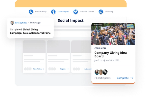 Product screenshot of WeSpire's employee giving software