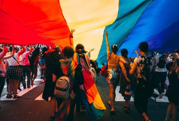 Citizens attending a gay pride parade in New York City