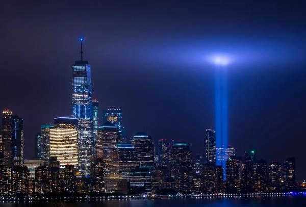World Trade Center memorial lighting in New York City