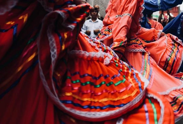 Dress of a dancer at a Day of the Dead celebration in Mexico City